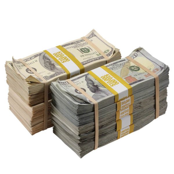 Prop Movie Money Mixed Series $100,000 Aged Blank Filler Prop Money Package