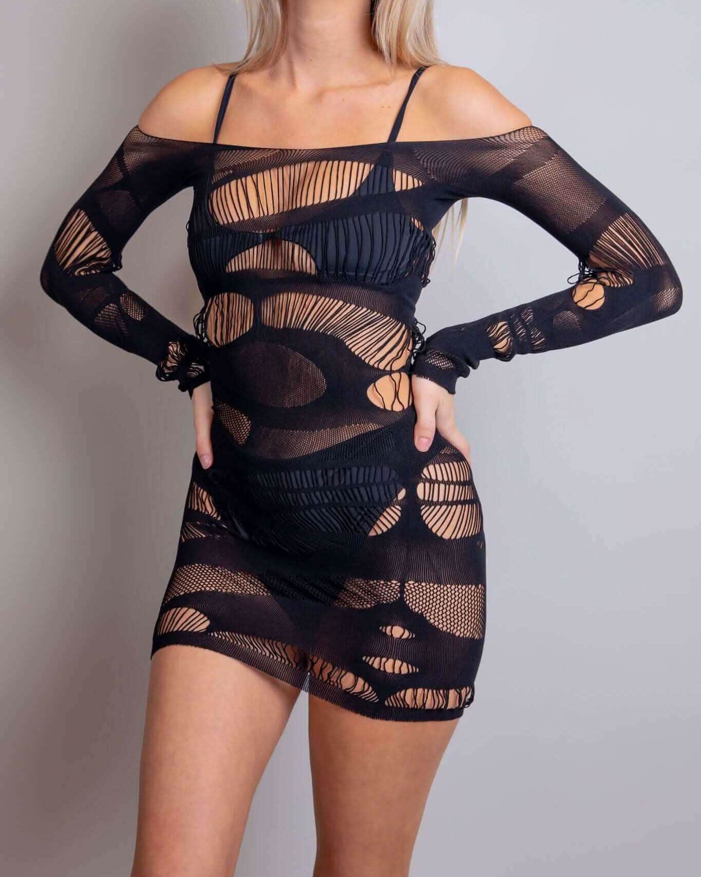Freedom Rave Wear Dark Dimensions Fishnet Dress