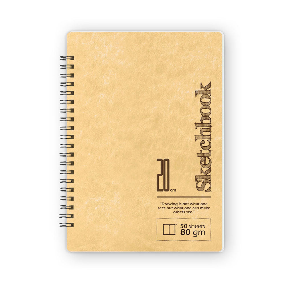 Journals.eg Sketchbook | 20 X 14 cm - (Yellow Plain Cover) - White Paper
