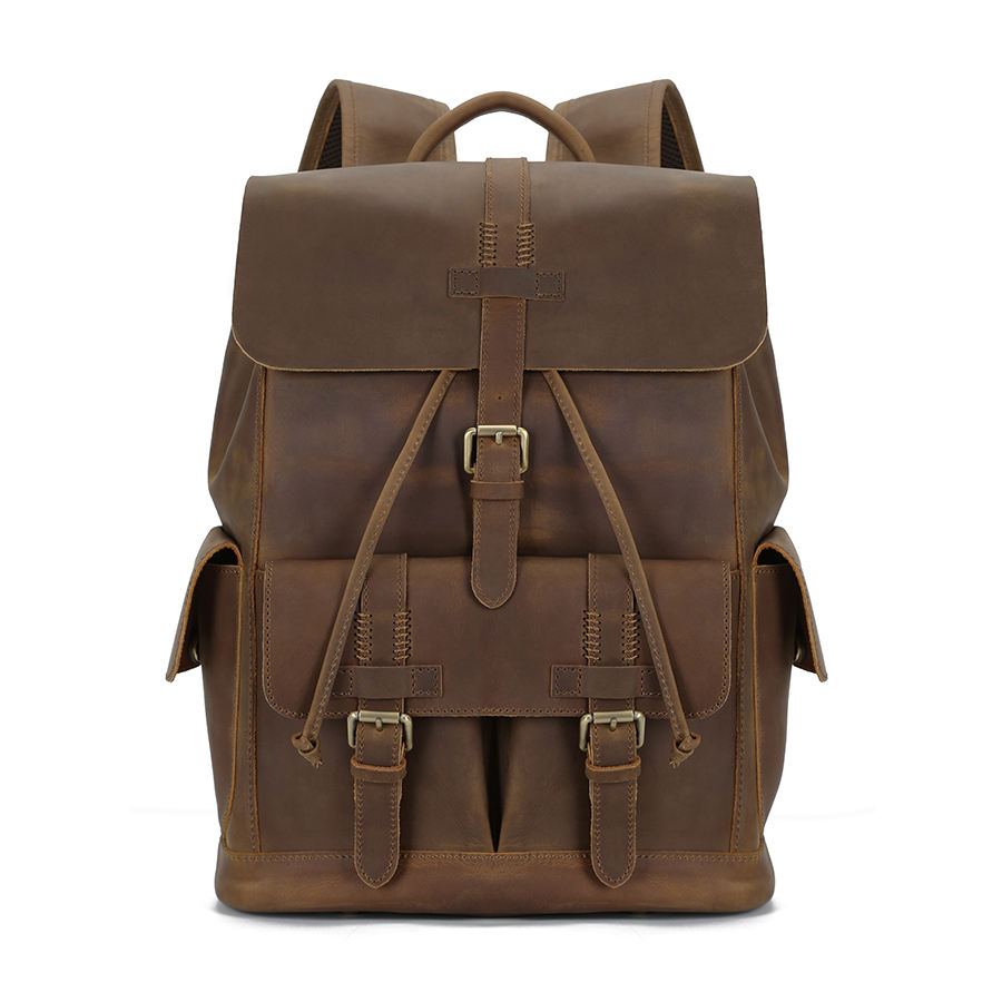Guangzhou Yuanfuyuan Leather Co., Ltd. Custom logo Vintage Laptop Backpack Genuine Leather Backpack Laptop Bag Outdoor Sports...