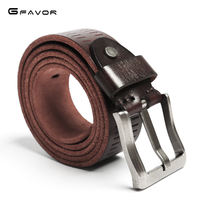 Guangzhou Yuanfuyuan Leather Co., Ltd. Top Layer Simple Belts Men Leather Strap Steel Buckle Cowskin Waist Strap Male Belts for...