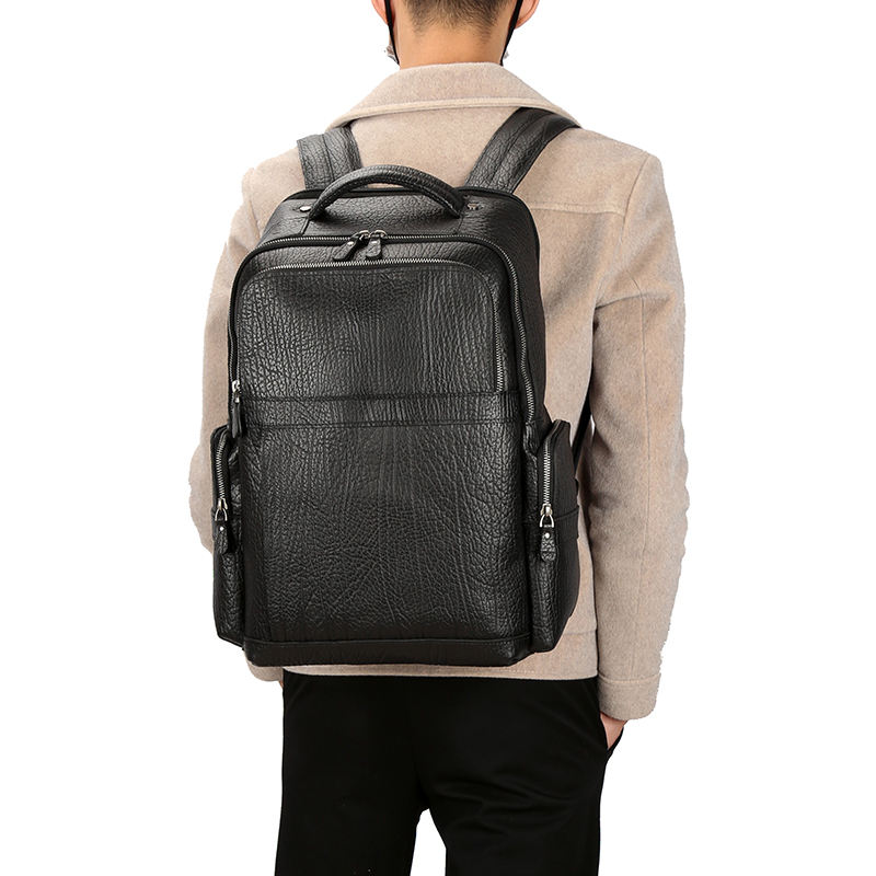 Guangzhou Yuanfuyuan Leather Co., Ltd. Custom Real Cowhide Black Leather Backpack for Men Designer for Business Laptop...