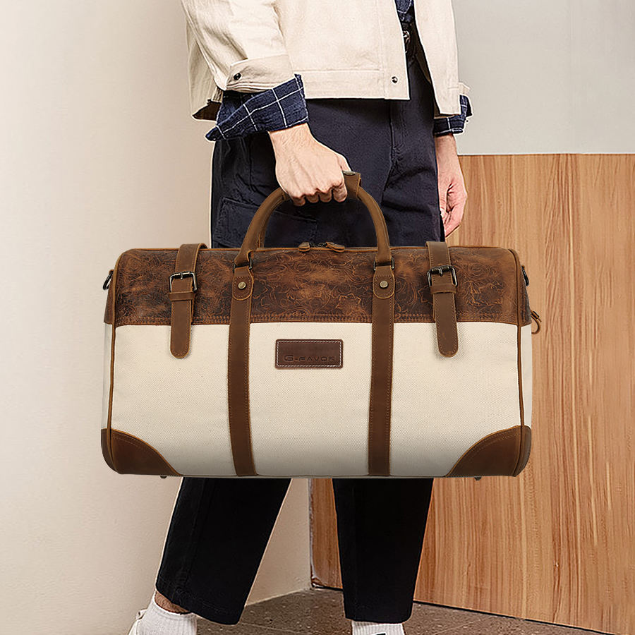 Luxury Canvas Duffel Bag with Shoe Compartment for Gym Use Fitness Luggage Bag Traveling Weekender Garment Duffle Bags