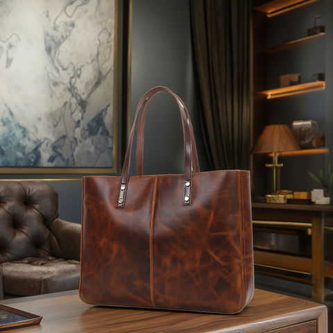 Luxury Designer Women's Tote Bags Famous Brand Large Handbags Custom Oil Waxed Cow Genuine Leather Luxury Women's Tote Bags