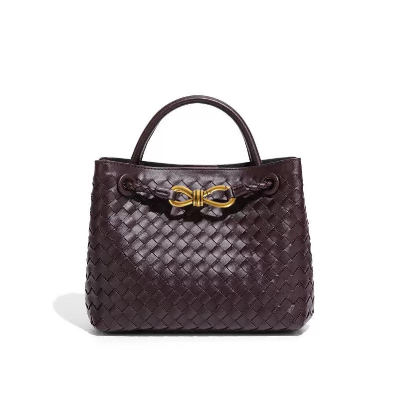 Factory Wholesale Handmade Woven Bag Horizontal Handbag Bow Design Rope Buckle Large-capacity One-shoulder Diagonal Bag