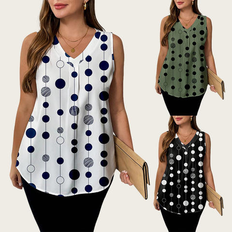 Dongguan Yumulin Clothing Co., Ltd. Cross-border European American Women's Clothing 2025 New Large Size T-shirt Fashion Polka...