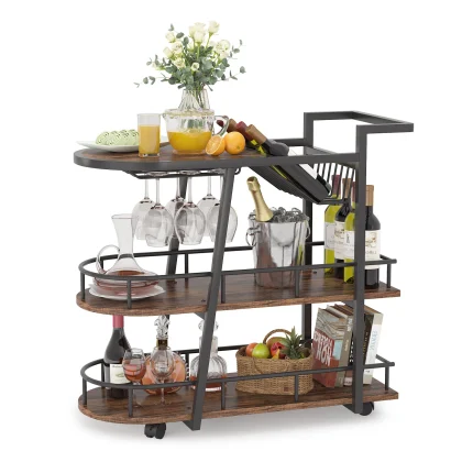 MecaWorks – EGYPT 3-Tier Home Bar Serving Cart Kitchen Cart