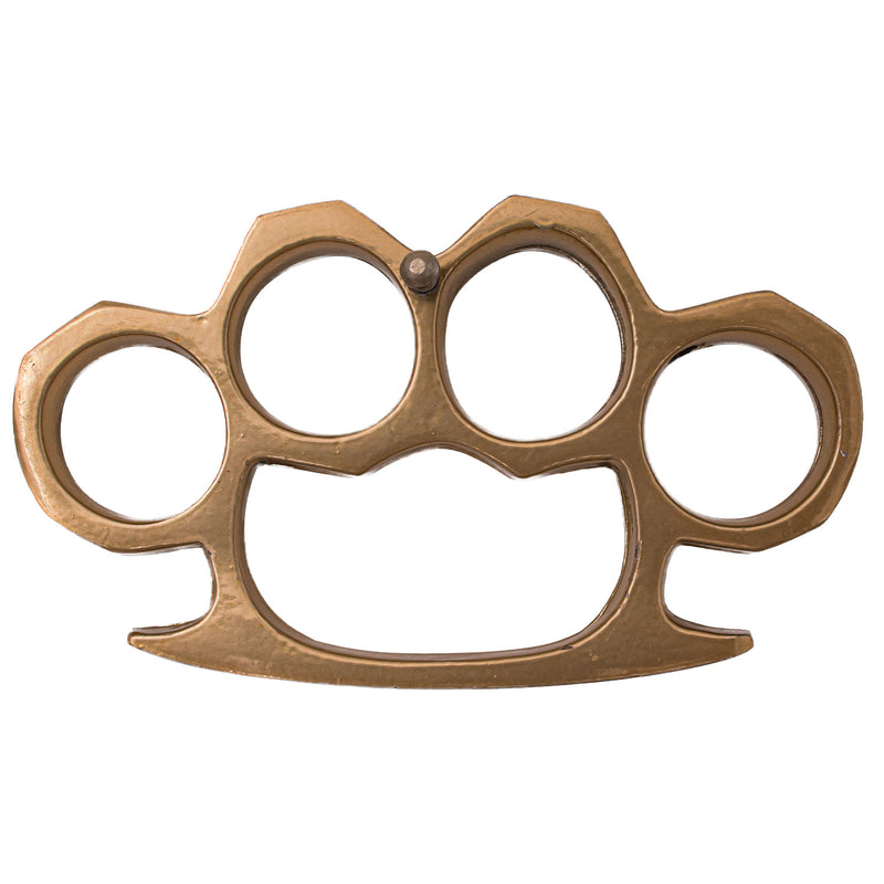 4 Inch Long Steel Knuckle Belt Buckle Gold