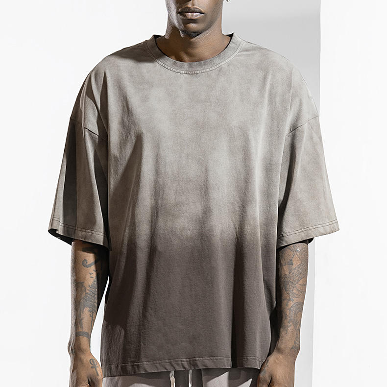 Oem Wholesale High Quality 240gsm Drop Shoulder Oversized Men's Tshirt Box Size Vintage Blank 100% Cotton Acid Washed Tshirt