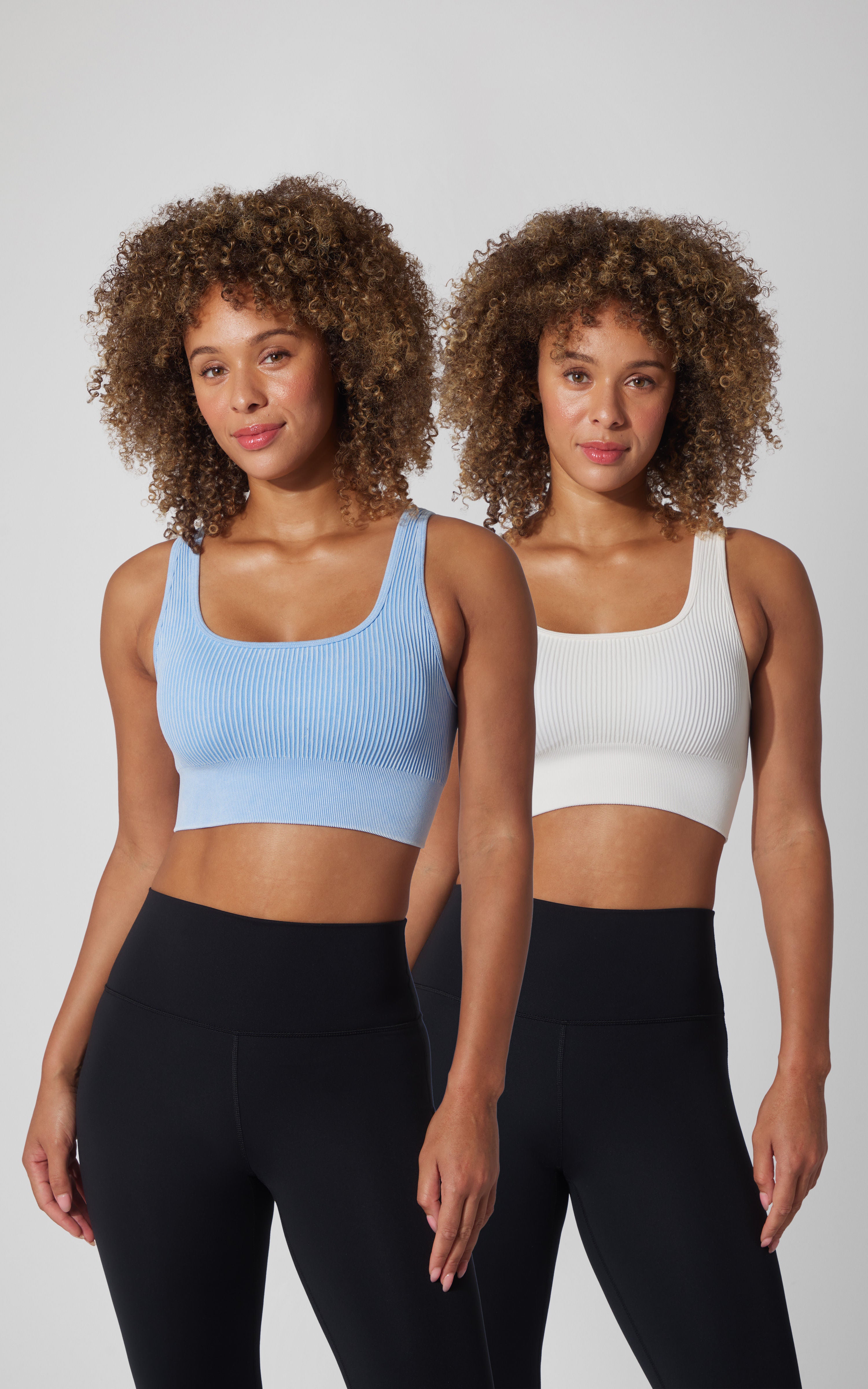 Stone Wash Ribbed Scoop Neck Veyra Bra with Cups and Veyra Bra Without Cups