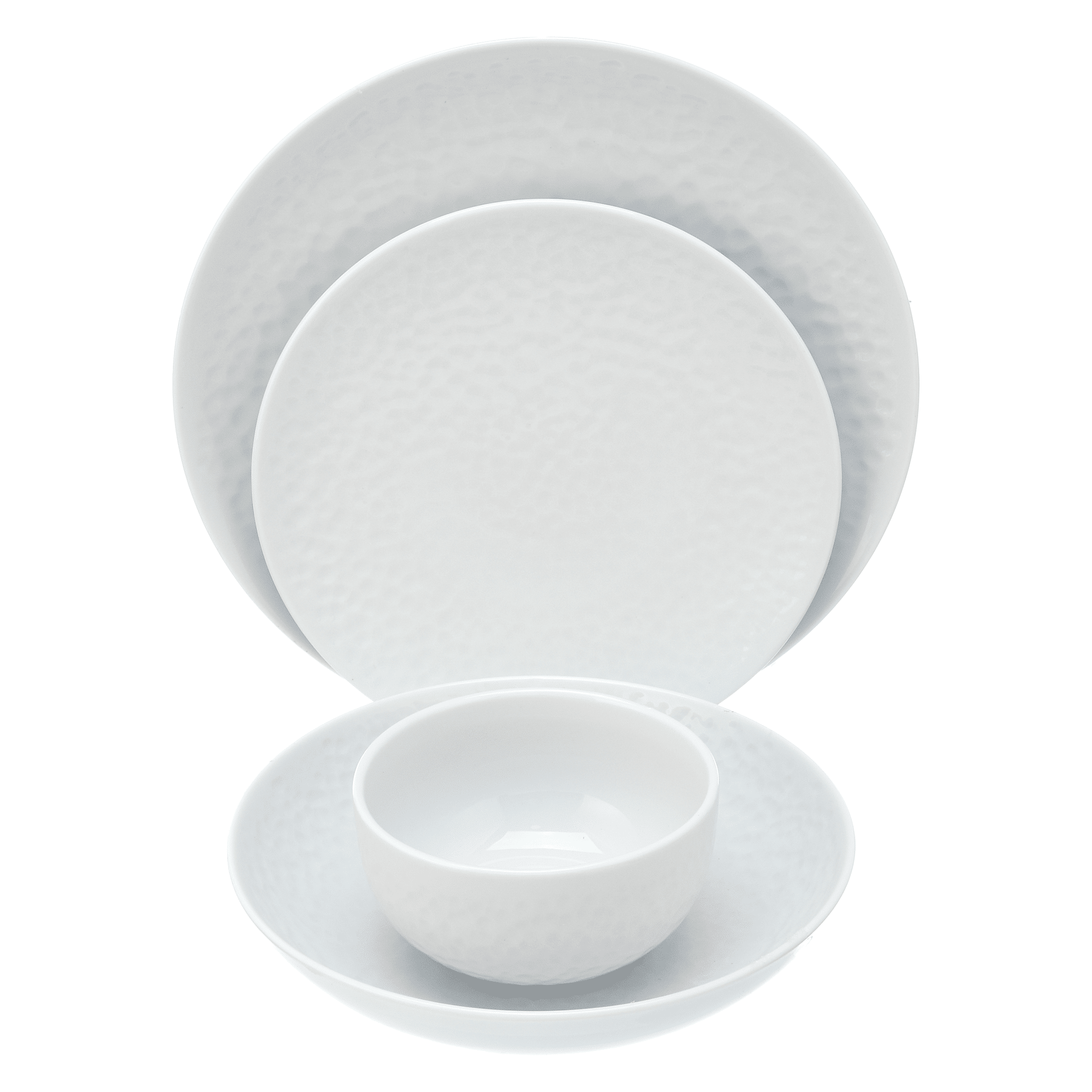 Sheffield Egypt Senzo - Hammered Daily Use Dinner Set 24 Pieces - White - Porcelain