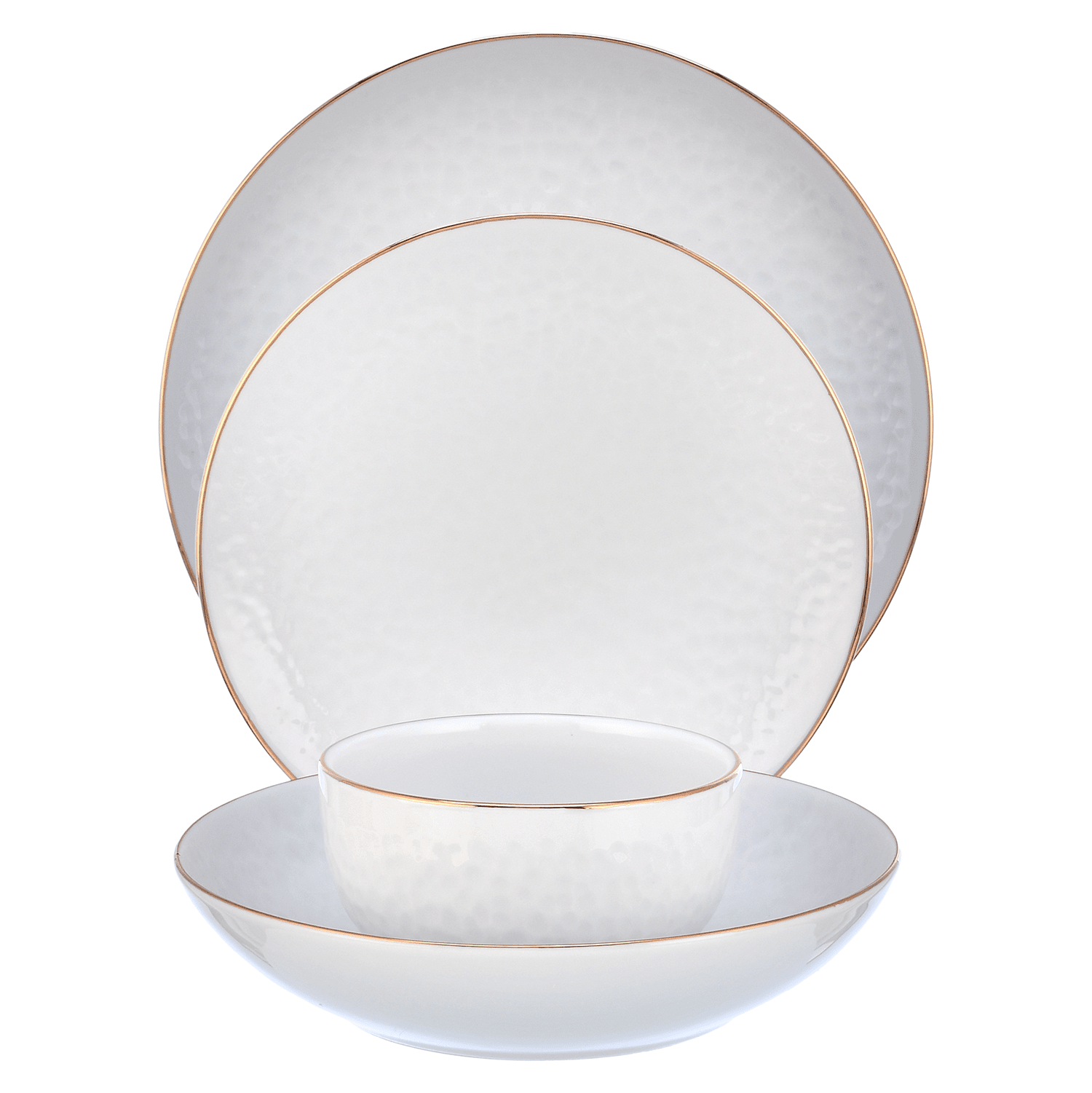 Sheffield Egypt Senzo - Hammered Daily use Dinner Set 24 Pieces - Gold - Porcelain