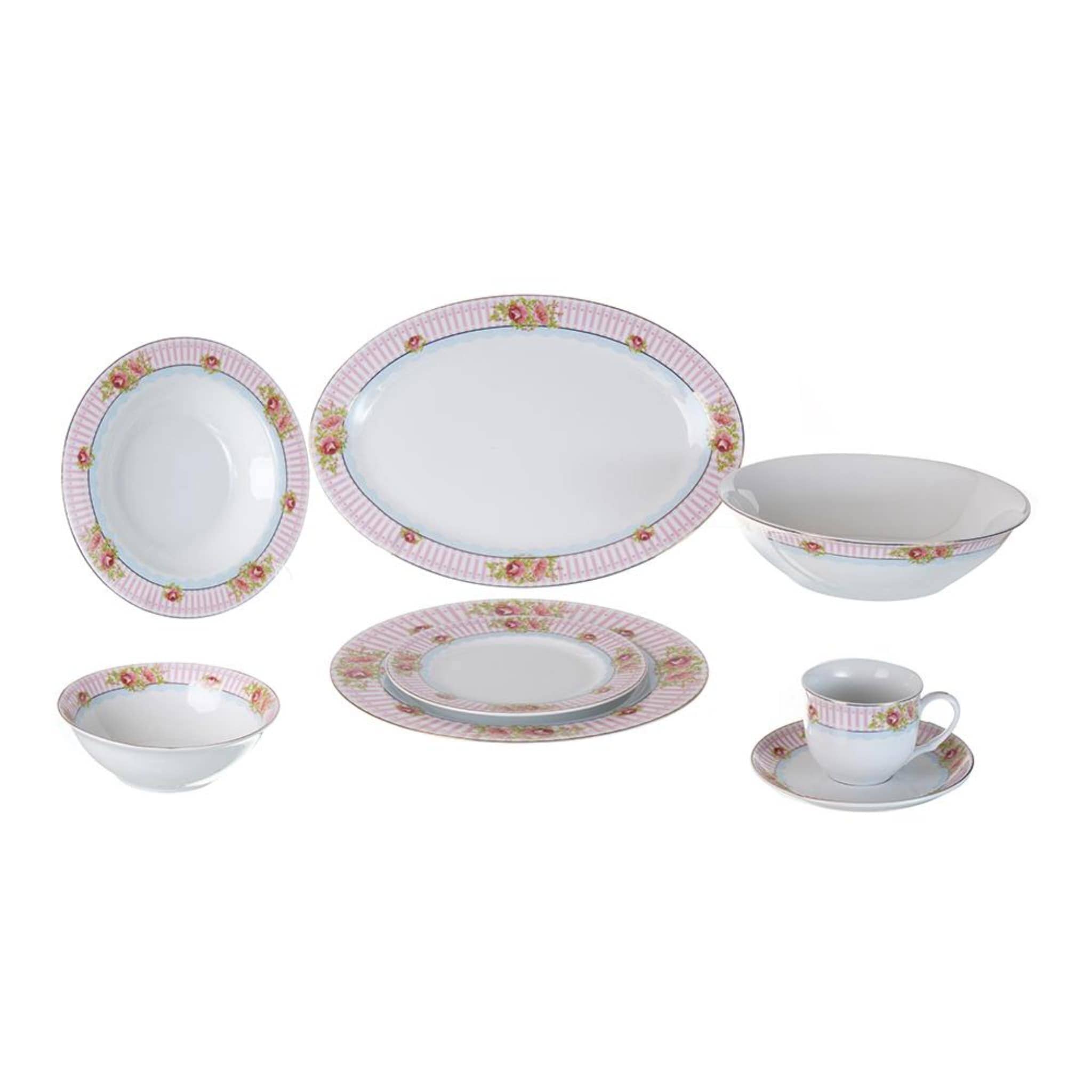 Sheffield Egypt Dubai Porcelain - Daily Use Dinner Set 38 Pieces - Porcelain - Floral Design & Pink -...