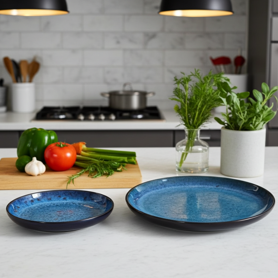 KitchenKey Deepsea 12 Plate Modern Dinner Set