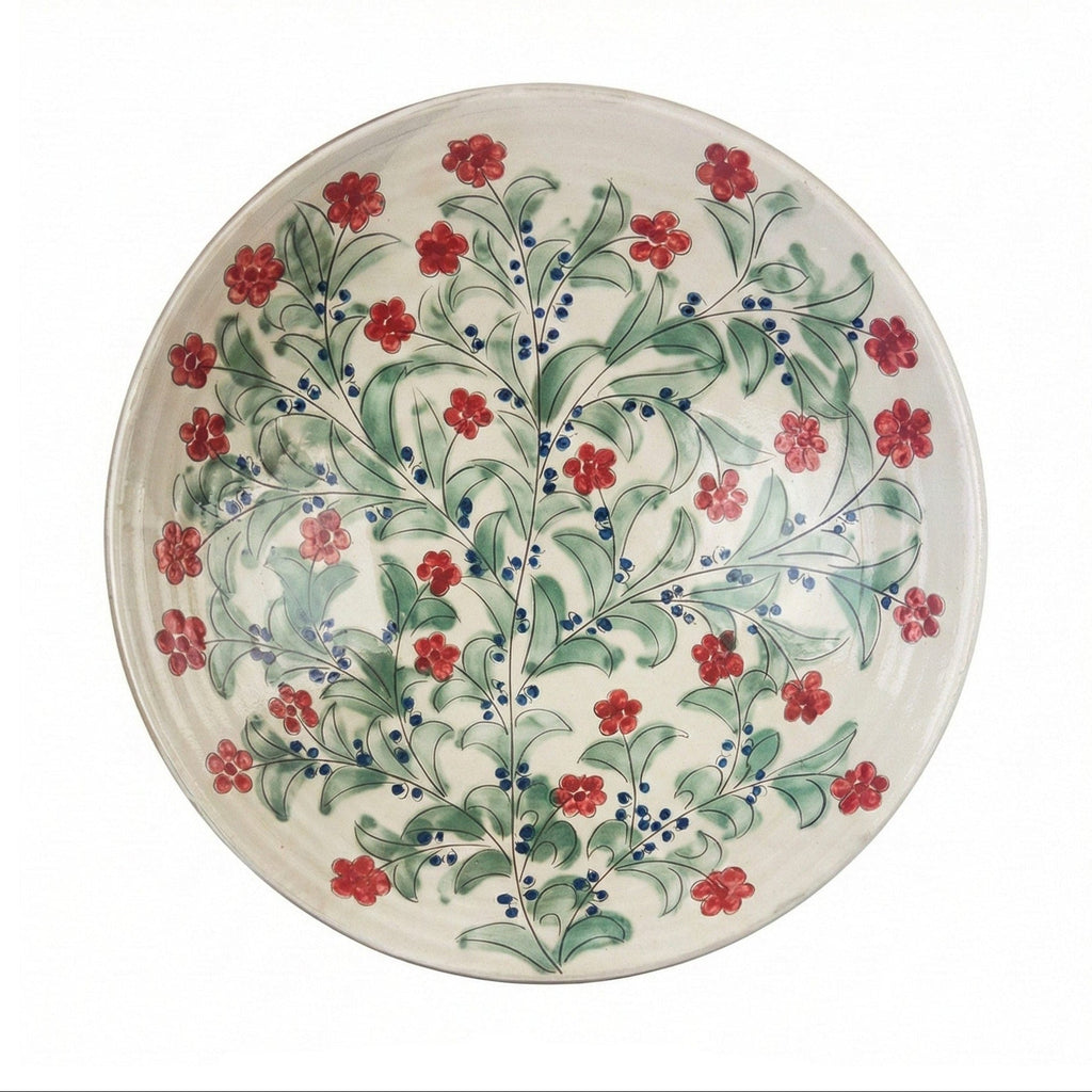 Malaika Linens RED BLOSSOM SERVING BOWL