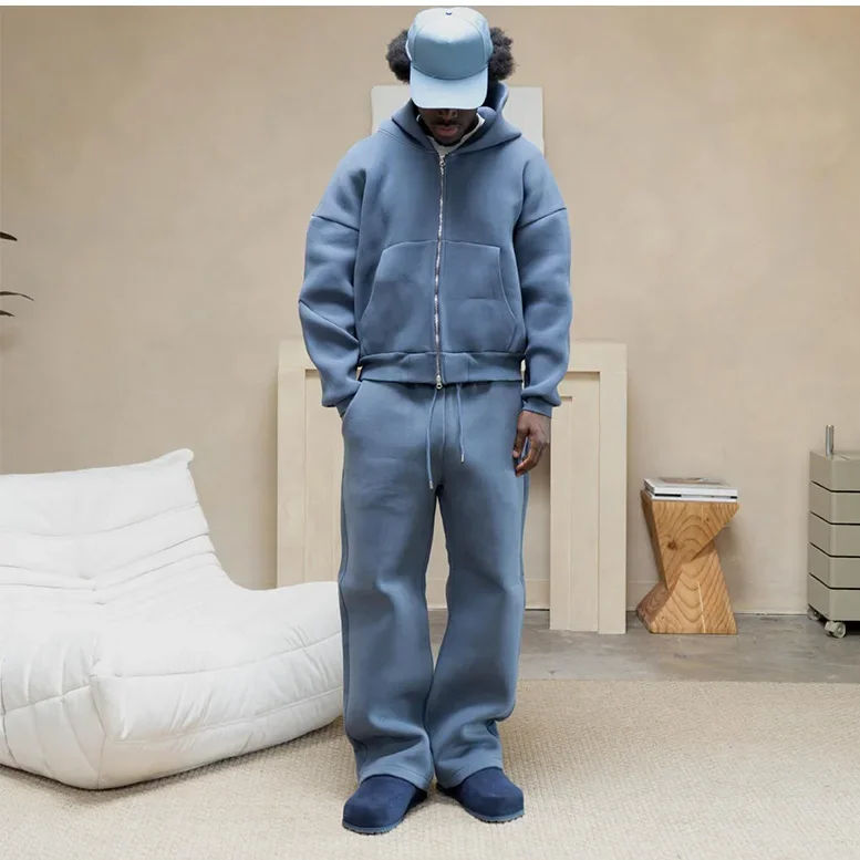 Gaomi Sailtek International Co., Ltd. Winter Custom Heavyweight 500gsm Baggy Sweatpants and Zip up Hoodie High Quality Fleece...