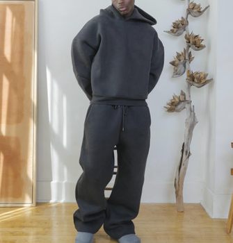 Gaomi Sailtek International Co., Ltd. Winter Heavyweight Fleece Boxy Pullover Hoodie and Sweatpants Set Men Custom Baggy Black...