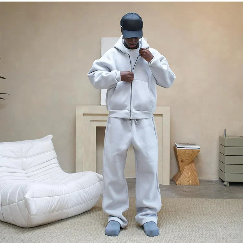 Gaomi Sailtek International Co., Ltd. Custom Heavyweight Fleece Baggy Sweatpants and Zip up Hoodie Set Men High Quality Fleece...