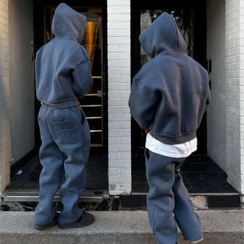 Custom Fleece 360gsm Baggy Sweatpants and Pullover Hoodie Set Men High Quality Two Piece Embroidery Hoodie Men Tracksuits