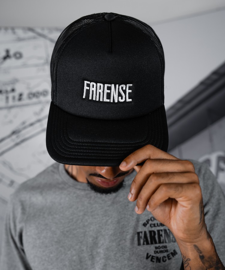 Sporting Clube Farense Black "FARENSE" Curved Bill Trucker Hat.