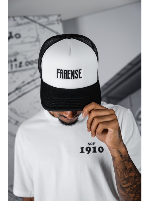 Sporting Clube Farense White and Black "FARENSE" Curved Bill Trucker Hat