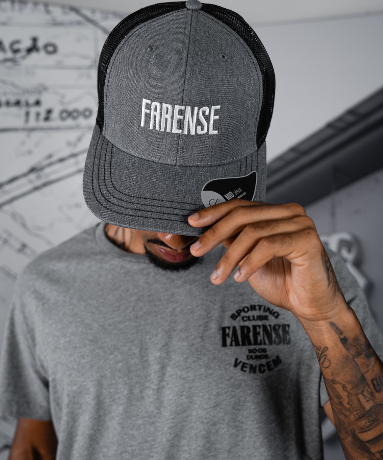 Sporting Clube Farense Grey and Black "FARENSE" Curved Bill Trucker Hat