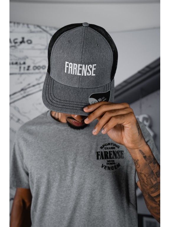 Grey and Black "FARENSE" Curved Bill Trucker Hat