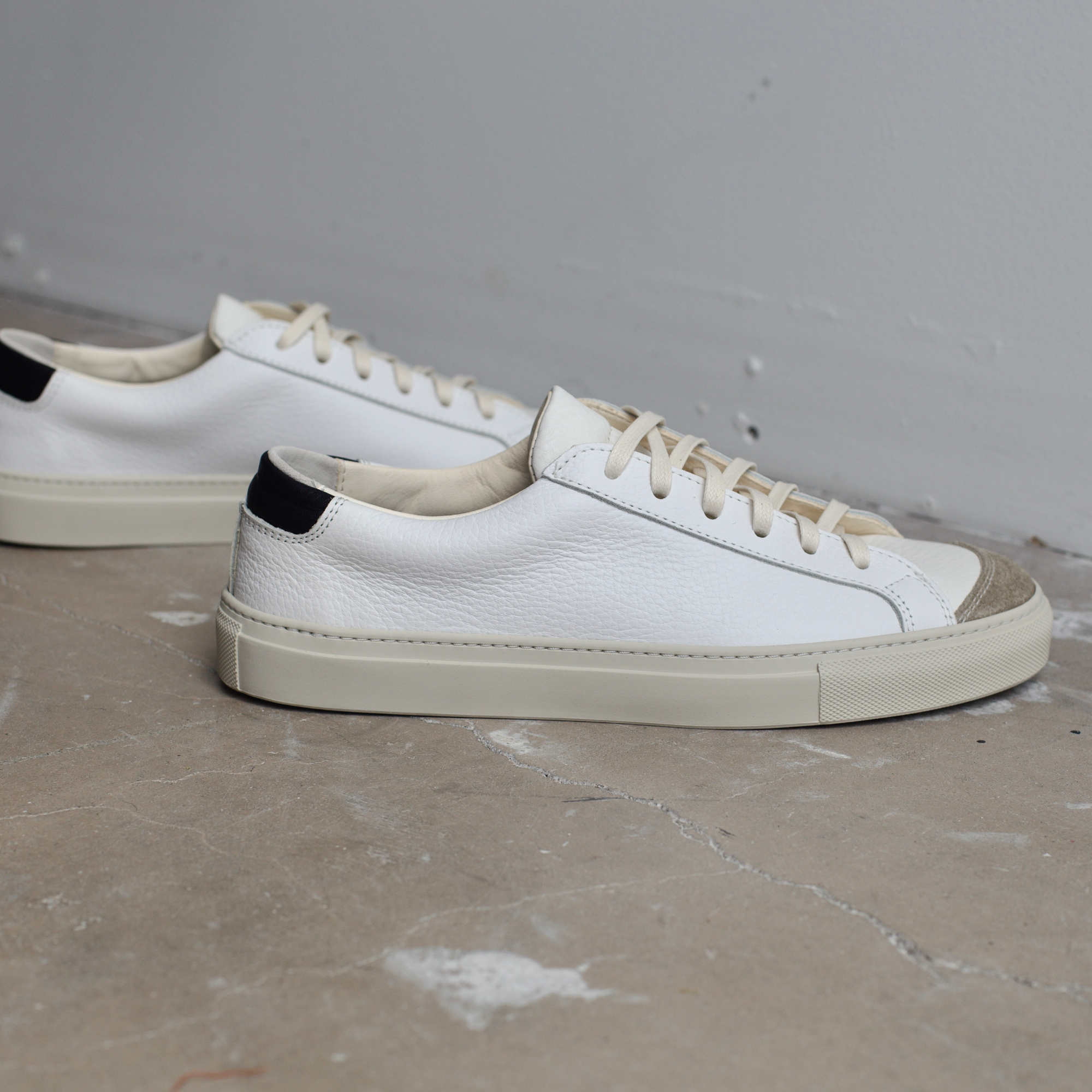 Opie Way Footwear Preorder Men's James Court Sneaker | Lo | Ivory and Black