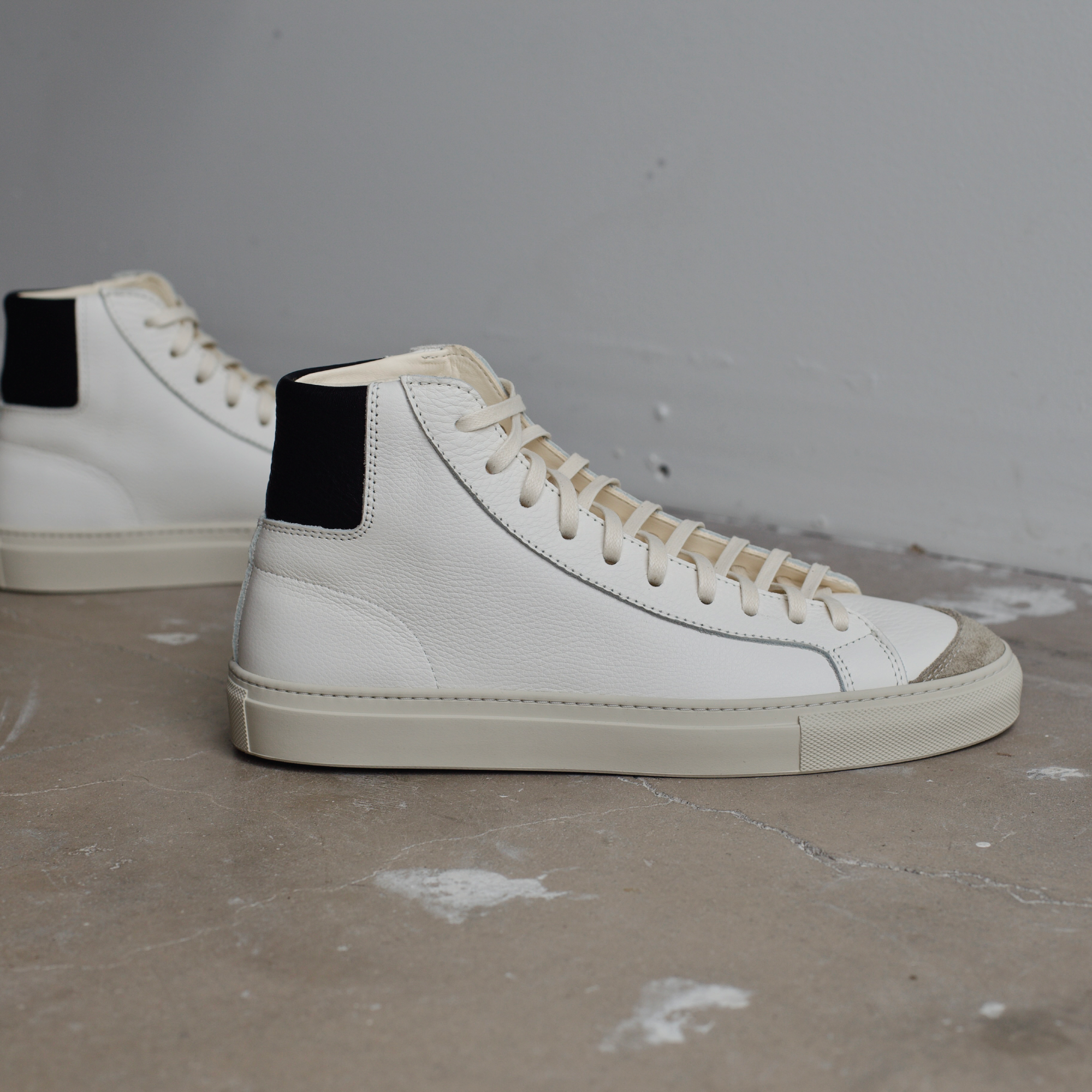 Opie Way Footwear Preorder Men's James Court Sneaker | Hi | Ivory and Black