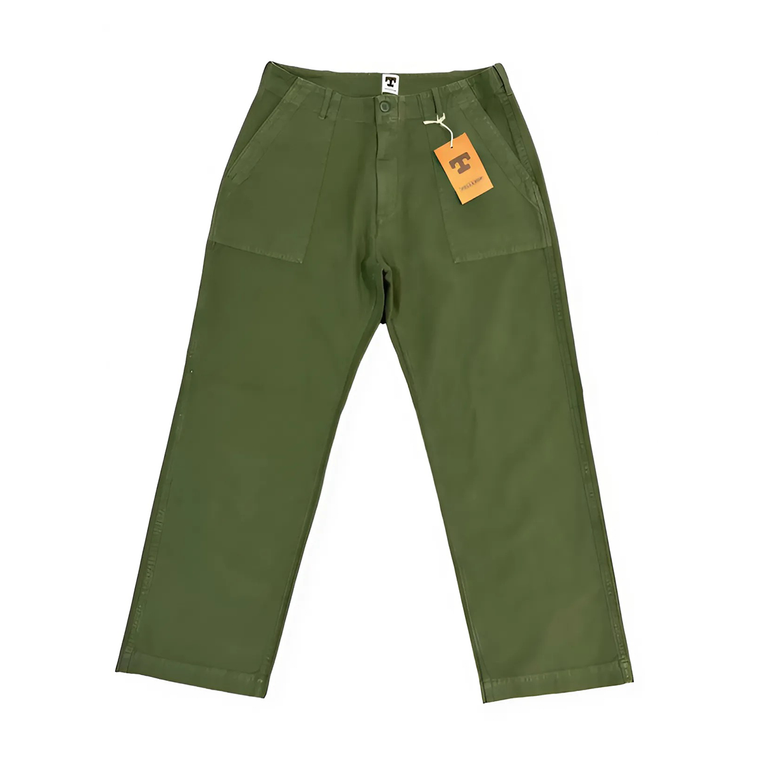 Fatigue Pant - Olive Sateen Straight Wide Leg