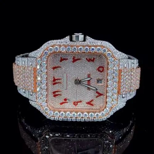BUEBELLA JEWELS LLP High Quality Moissanite Diamond Stainless Steel Band Hip Hop Style Watch
