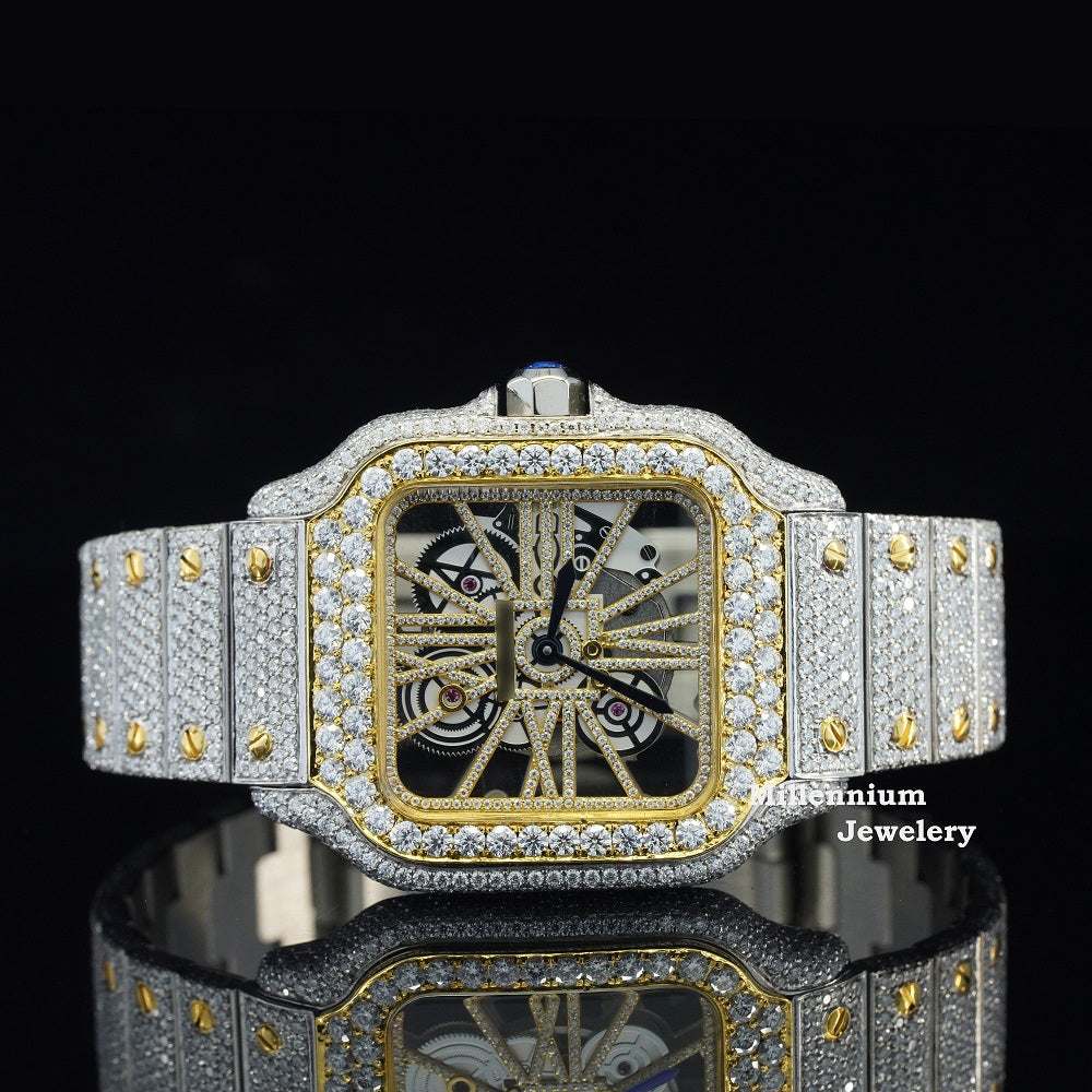 Millennium Jewelery Elegant Automatic Transparent Hip Hop Style Moissanite Diamond Watch