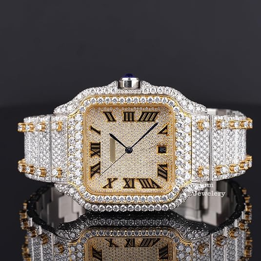 Millennium Jewelery Fabulous Iced Out Roman Style Diamond Watch Automatic