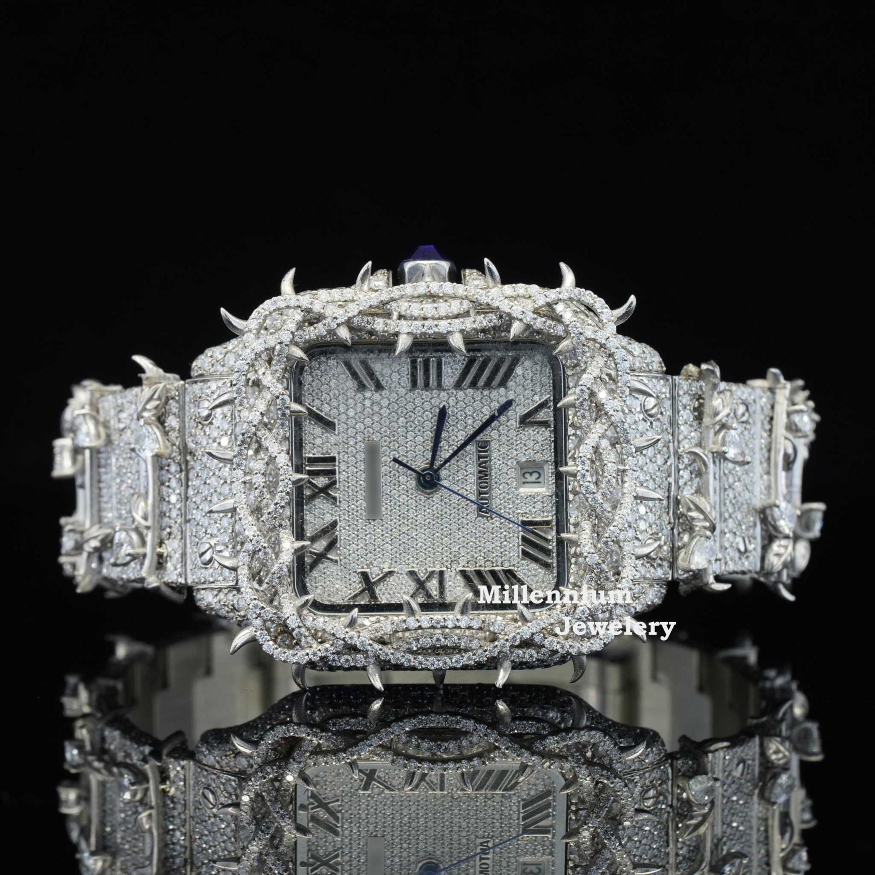 Beautiful Automatic Tree Branch Moissanite Watch For Men