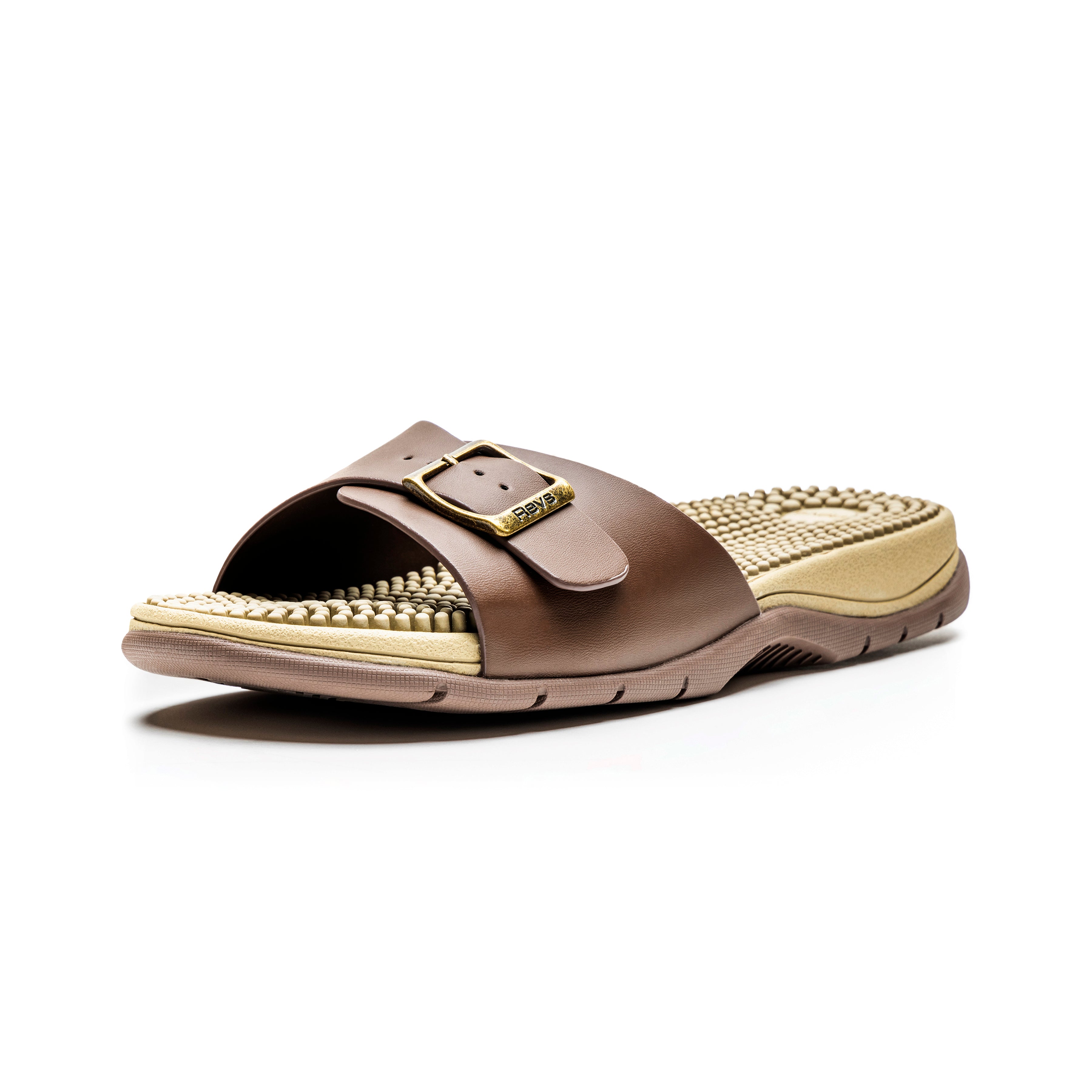 Revs Tay – Single Strap Reflexology Sandals - Brown