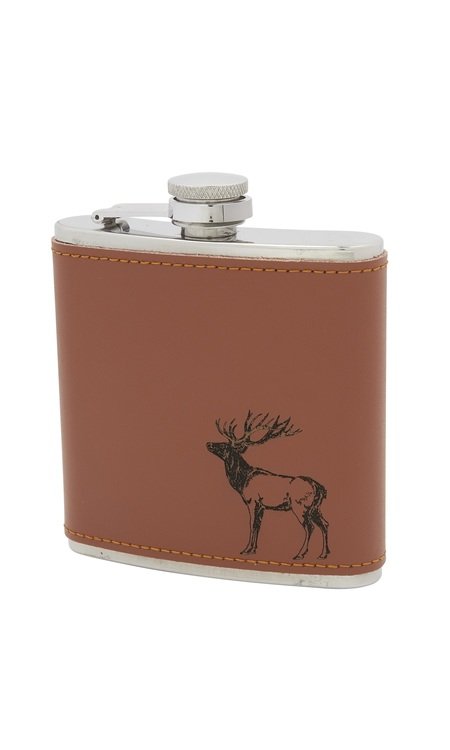 The Sgian Dubh Company 6oz Stag Tan Leather Stainless Steel Flask