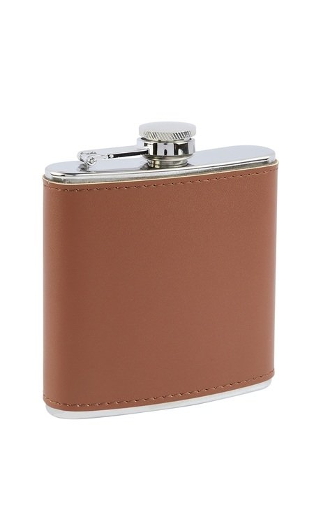 The Sgian Dubh Company 6oz Tan Leather Stainless Steel Flask