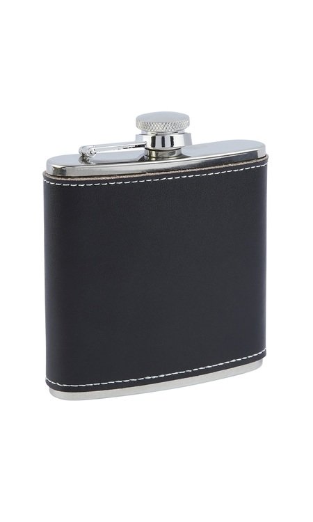The Sgian Dubh Company 6oz Black Leather Stainless Steel Flask