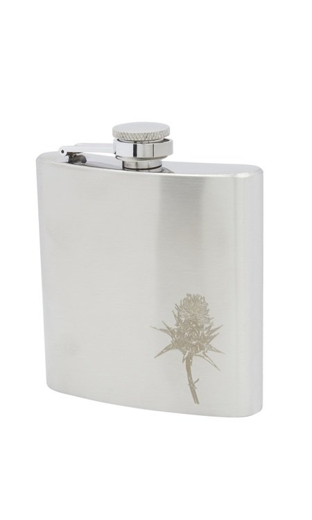The Sgian Dubh Company 6oz Thistle Satin Stainless Steel Flask