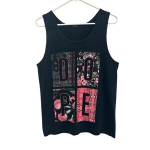 Dope Couture Black Tank Top Floral Paisley Graphic Print