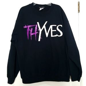 Men's Black Graphic Streetwear Pullover Sweatshirt Size Large