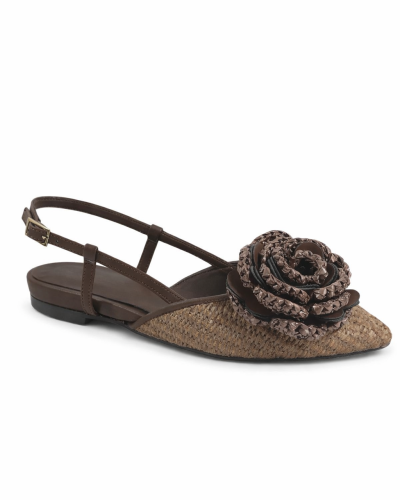 MARCO MASSETTI Chanel Bassa Flora Raffia Testa Di Moro