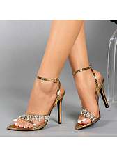 Wholesale7 Rhinestone Snake Print Ankle Strap Heels