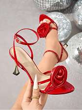 Wholesale7 Flower Decor Ankle Strap High Heels