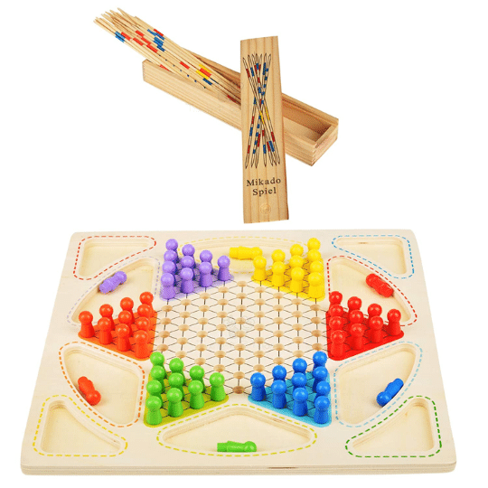 Chess'n'Boards 3 in 1 Chinese Checker, Ludo and Mikado Sticks Game