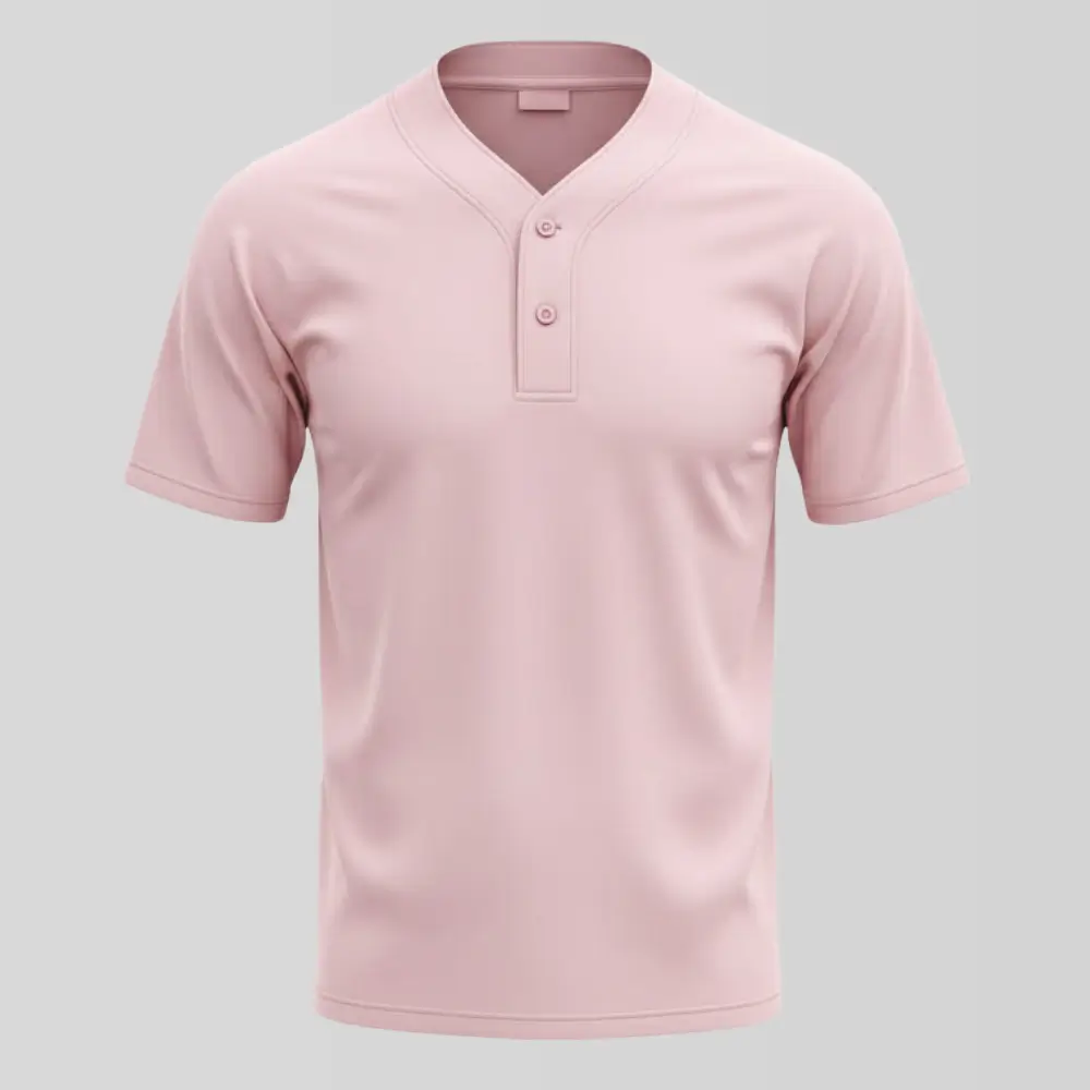 Redwood Sports Two-Button Henley Pink Baseball Jersey