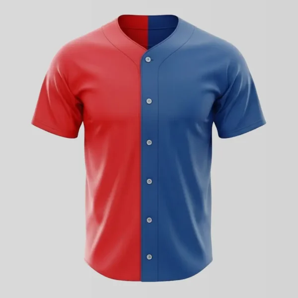 Redwood Sports Red & Blue Split Two‑Tone Baseball Jersey