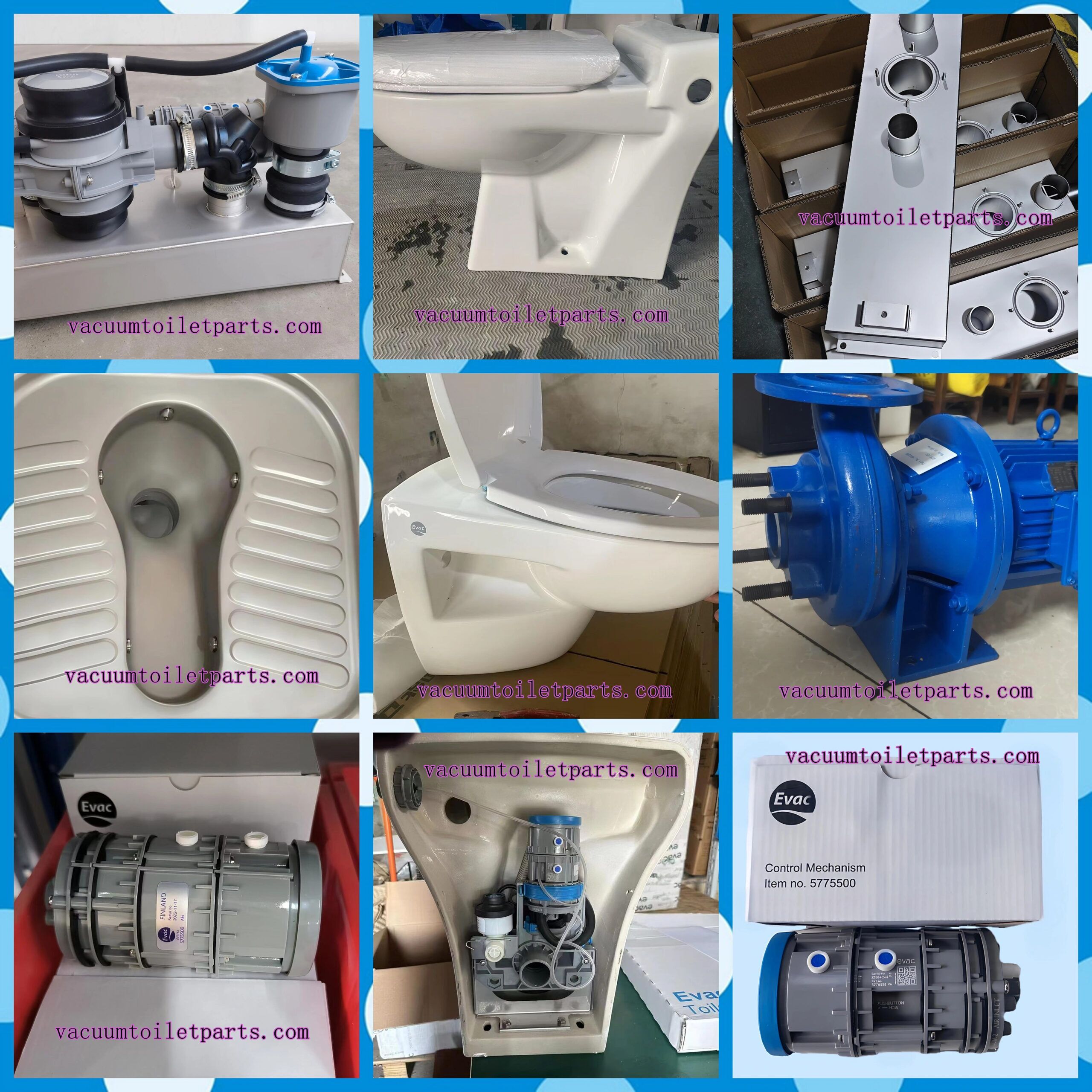 Marine vacuum sewage churning pump, vacuum toilet, ceramic toilet body, vacuum toilet accessories, sewage valve, actuator, water valve, stainless steel vacuum squat toilet, vacuum sewage system