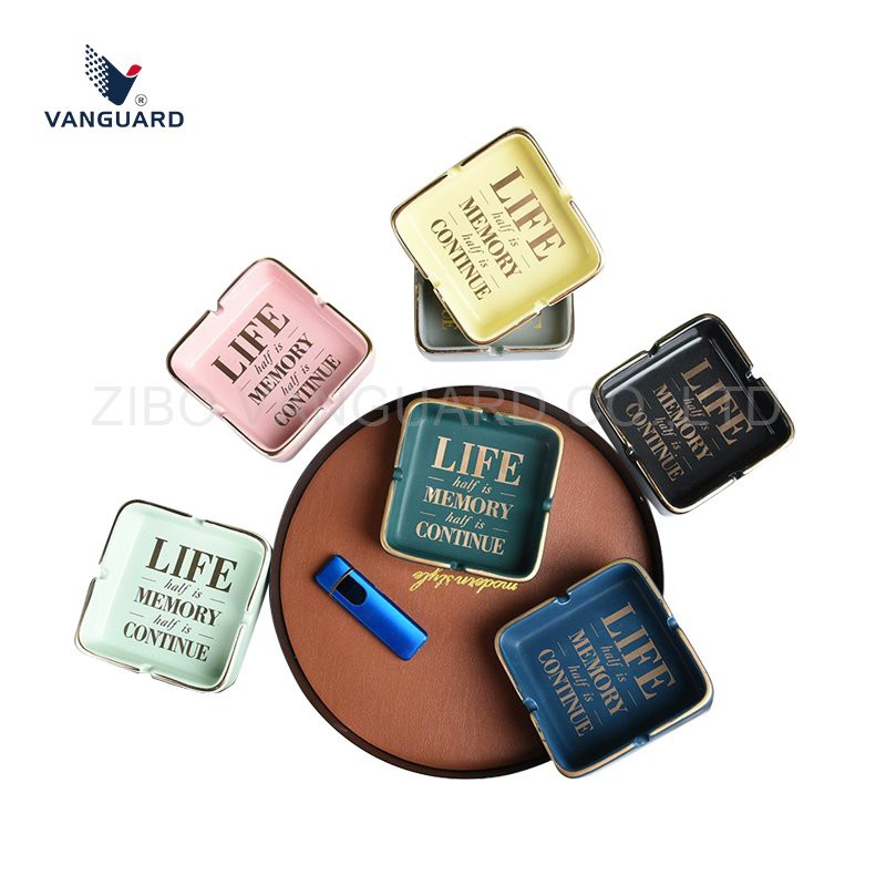 Vanguard Ceramics Square Ceramic Ashtray with Logo