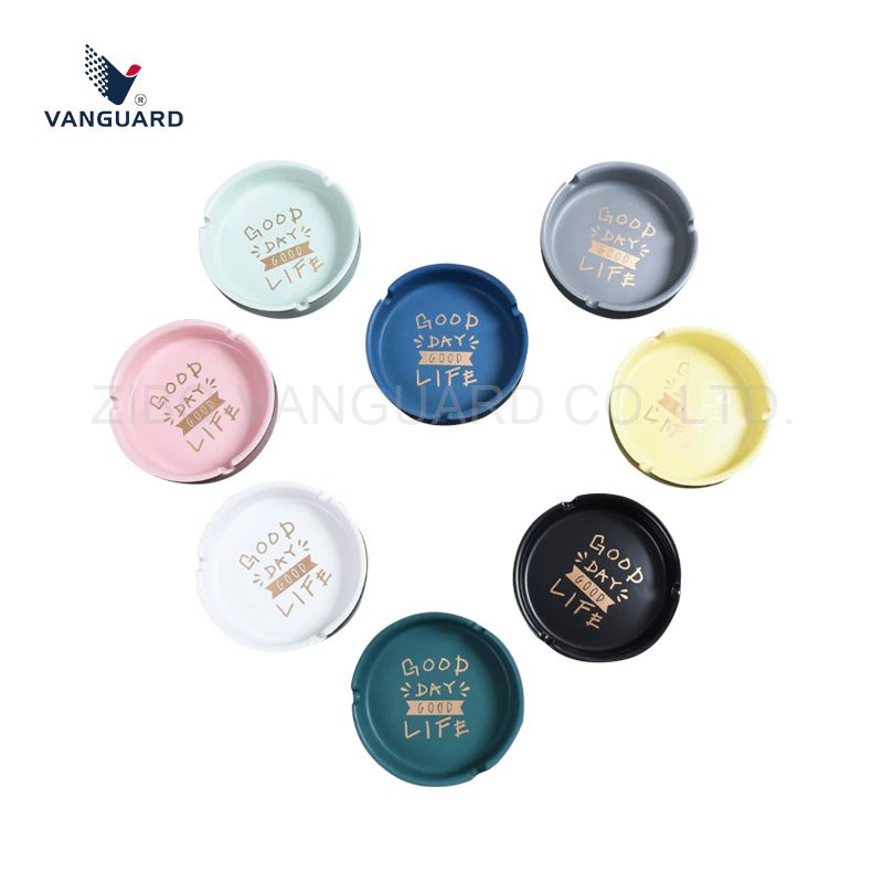Vanguard Ceramics Round Ceramic Ashtray With Logo